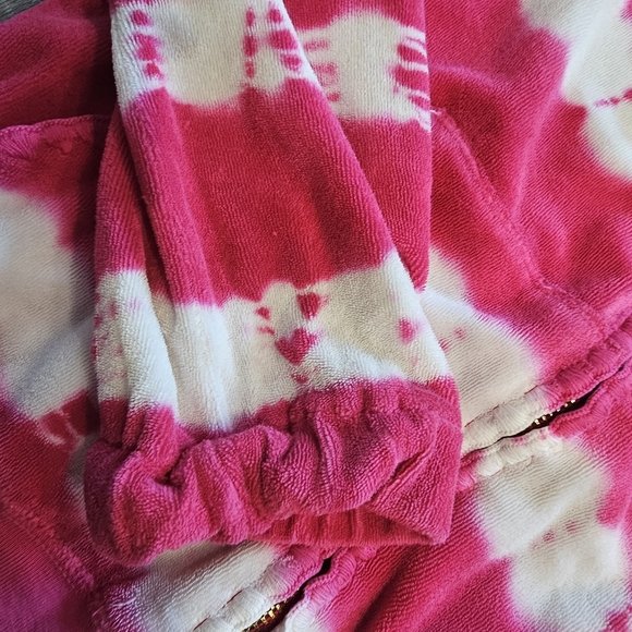 Y2K Juicy Couture Terry Cloth PINK Tie Dye Gold Zip Up Hoodie READ DESCRIPTION - Picture 5 of 14